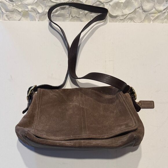 Coach Handbags - Coach vintage Dark Brown Suede Shoulder Bag
